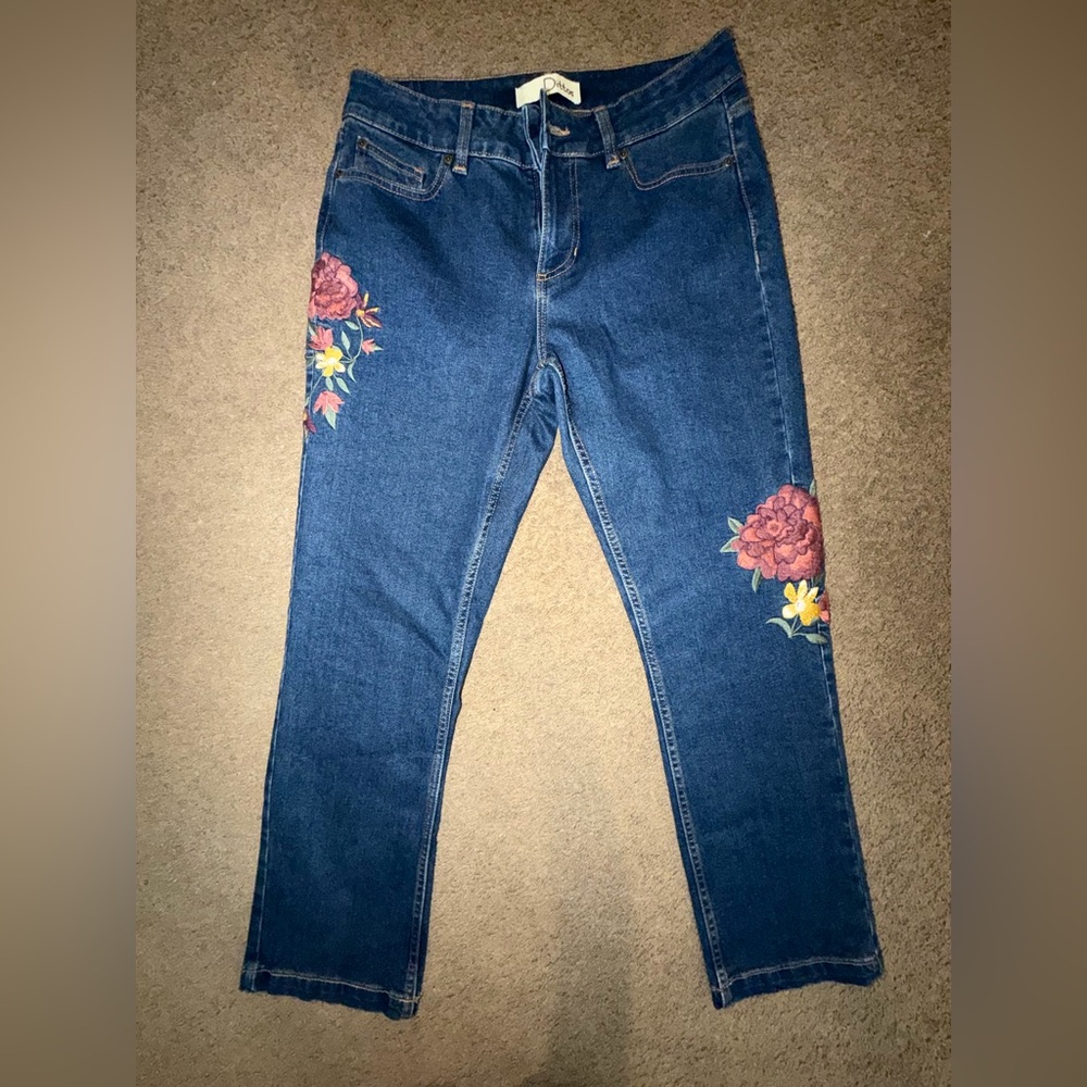 Dittos Blue Jeans with Floral Embroidery